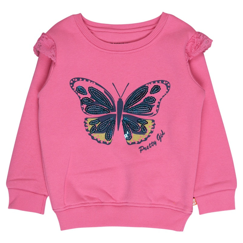 Pink Girls' Round Neck Sweatshirt