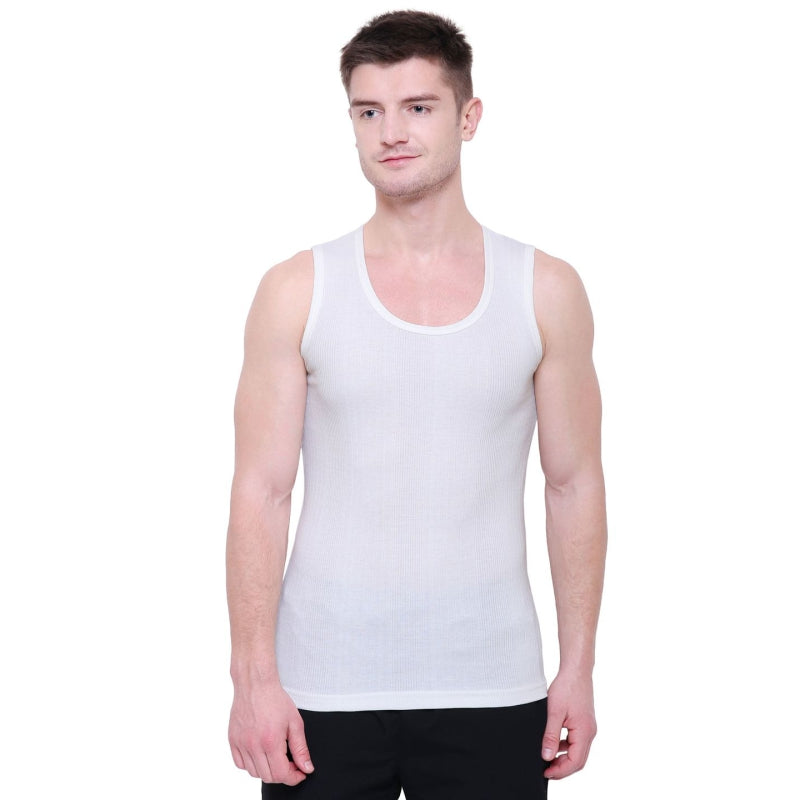 Thermal Top Men Round Neck Half Sleeves White