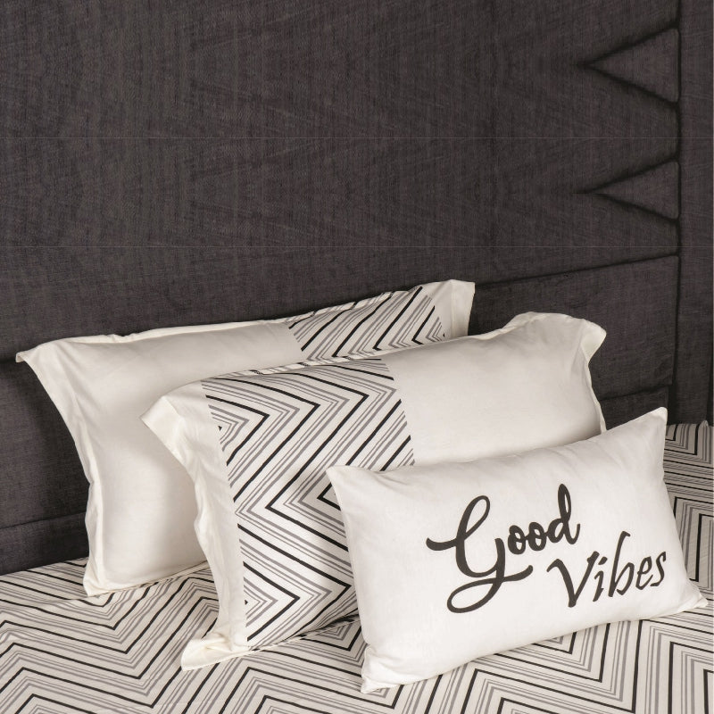 King Size Cotton Bedsheet Chevron Salmon Pink