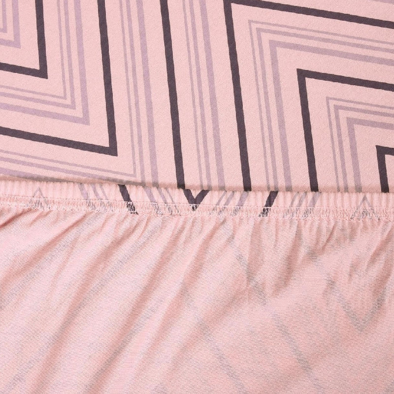 King Size Cotton Bedsheet Chevron Salmon Pink