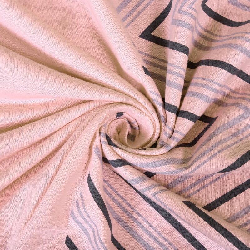 King Size Cotton Bedsheet Chevron Salmon Pink