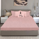 King Size Cotton Bedsheet Chevron Salmon Pink