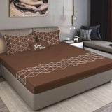Bodycomfy 100% Cotton Hosiery King Size Fitted Bedsheet – Geometrical Panel Print