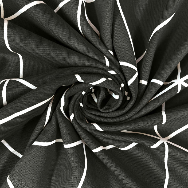 Bodycomfy 100% Cotton Hosiery King Size Fitted Bedsheet – Geometrical Panel Print