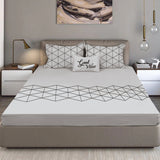 Bodycomfy 100% Cotton Hosiery King Size Fitted Bedsheet – Geometrical Panel Print
