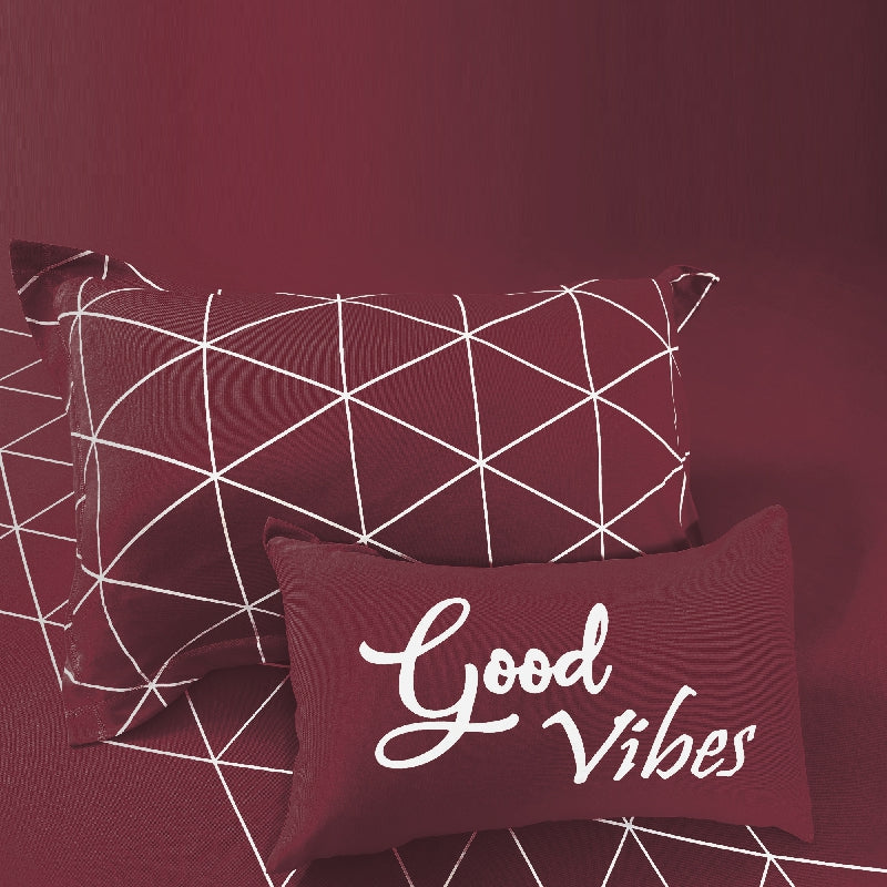 Bodycomfy 100% Cotton Hosiery King Size Fitted Bedsheet – Geometrical Panel Print