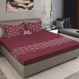 Bodycomfy 100% Cotton Hosiery King Size Fitted Bedsheet – Geometrical Panel Print