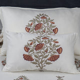 King Size Cotton Bedsheet Floral Handblock Ivory