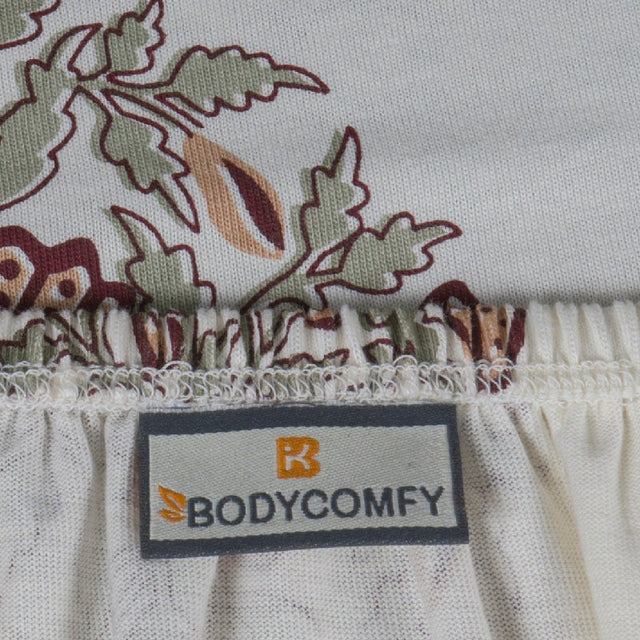 King Size Cotton Bedsheet Floral Handblock Ivory - Bodycare