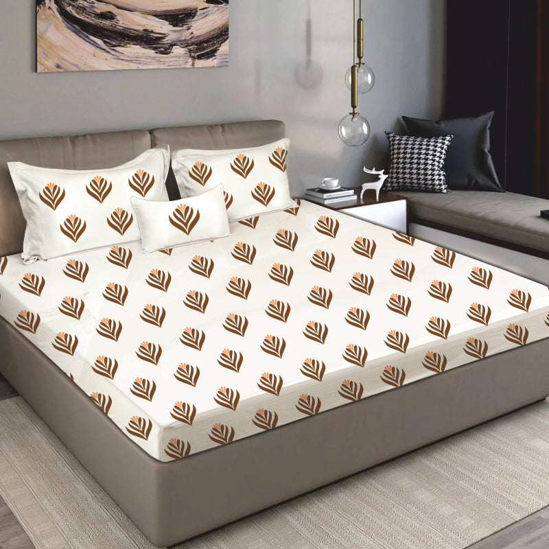 King Size Cotton Fitted Bedsheet Block Floral - Bodycare