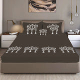 Bodycomfy 100% Cotton Hosiery King Size Fitted Bedsheet – Motif Panel Print