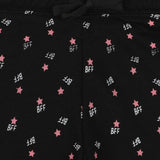 Black kids innerwear fabric with pink star and white BFF print pattern