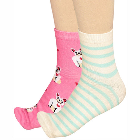 Bodycare Womens Mid Calf Printed Socks Pack Of 2