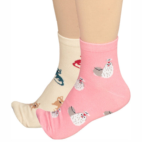 Bodycare Womens Mid Calf Printed Socks Pack Of 2