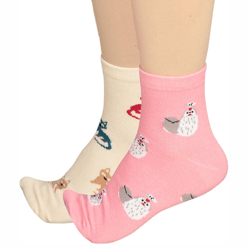 Bodycare Womens Mid Calf Printed Socks Pack Of 2