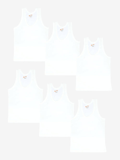 Boys 100% Cotton Vest Round Neck Sleeveless Pack of 6
