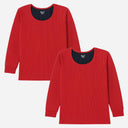 Quilt Antibacterial Unisex Thermal Tops Round Neck Full Sleeves Pack Of 2