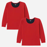 Quilt Antibacterial Unisex Thermal Tops Round Neck Full Sleeves Pack Of 2