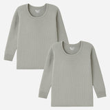 Quilt Antibacterial Unisex Thermal Tops Round Neck Full Sleeves Pack Of 2