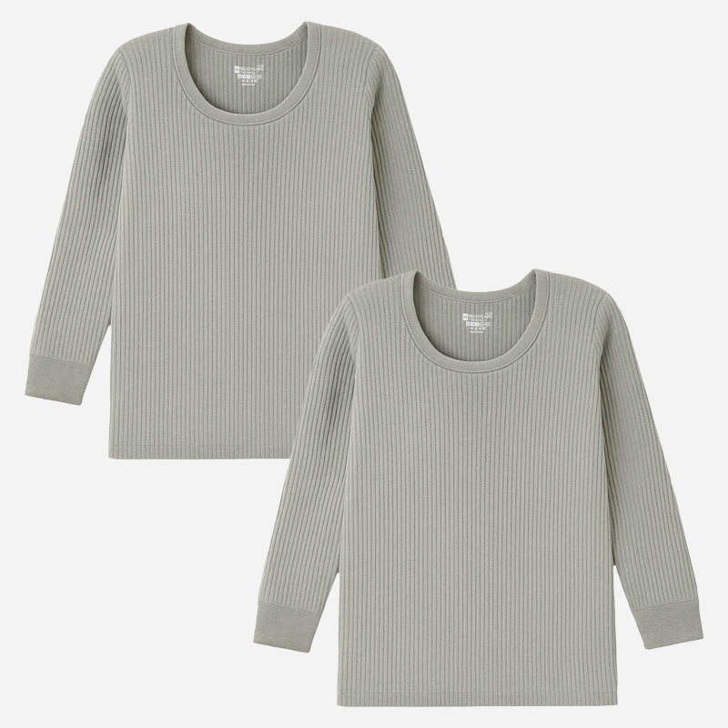 Quilt Antibacterial Unisex Thermal Tops Round Neck Full Sleeves Pack Of 2