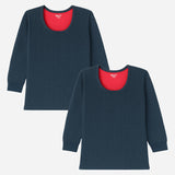 Quilt Antibacterial Unisex Thermal Tops Round Neck Full Sleeves Pack Of 2