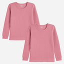 Quilt Antibacterial Unisex Thermal Tops Round Neck Full Sleeves Pack Of 2