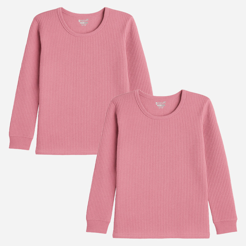 Quilt Antibacterial Unisex Thermal Tops Round Neck Full Sleeves Pack Of 2