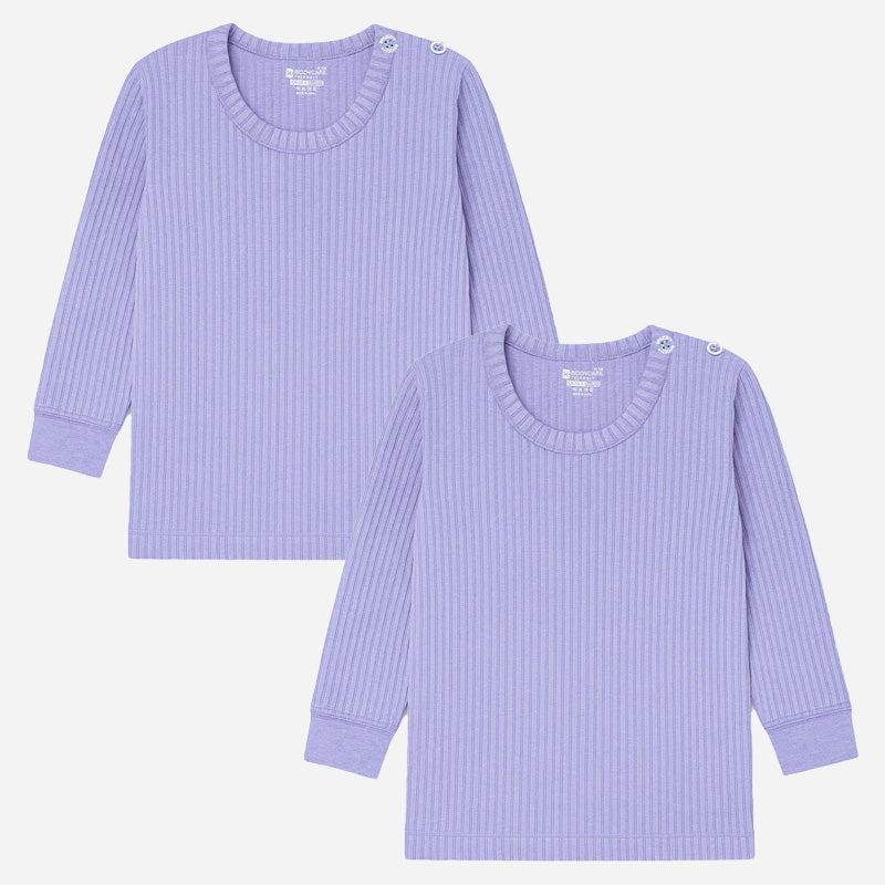 Quilt Antibacterial Unisex Thermal Tops Round Neck Full Sleeves Pack Of 2