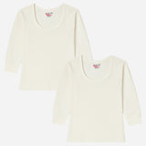 Quilt Antibacterial Unisex Thermal Tops Round Neck Full Sleeves Pack Of 2