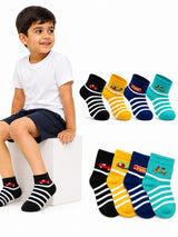 Boys Regular Wear Socks for Everyday Comfort, School Uniform Use and Practical Wardrobe Essentials - Pack of 4