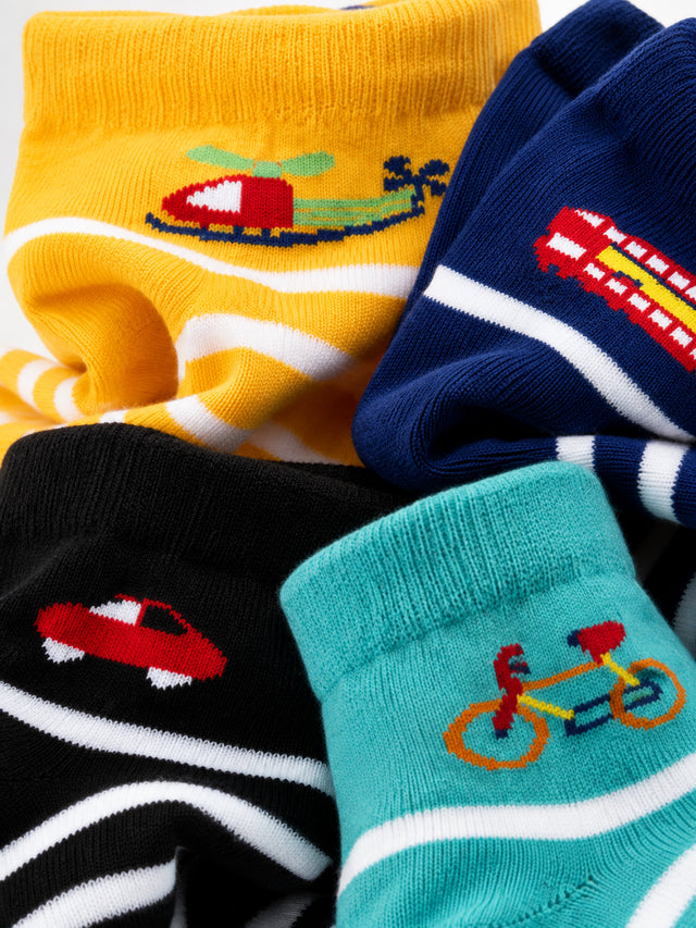Boys Regular Wear Socks for Everyday Comfort, School Uniform Use and Practical Wardrobe Essentials - Pack of 4