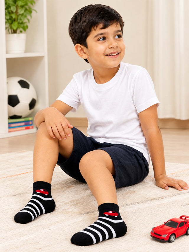 Boys Regular Wear Socks for Everyday Comfort, School Uniform Use and Practical Wardrobe Essentials - Pack of 4