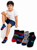 Boys Everyday Socks for School Wear, Casual Comfort, Uniform Use and Regular Wardrobe Essentials - Pack of 4