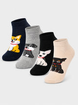 Boys Cotton Blend Ankle Length Socks with Soft Stretchable Fabric for Casual Wear and Everyday Comfort - Pack of 4