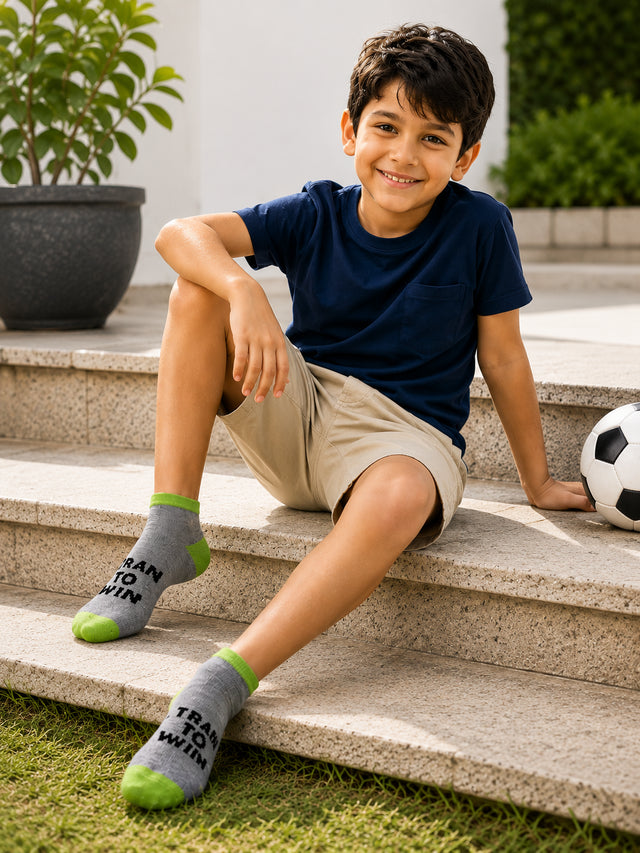 Boys Ankle Length Cotton Blend Socks with Soft Breathable Stretch for Everyday Wear and Casual Comfort - Pack of 4