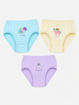 Girls 100% Cotton Panty Inner Elastic Pack of 3