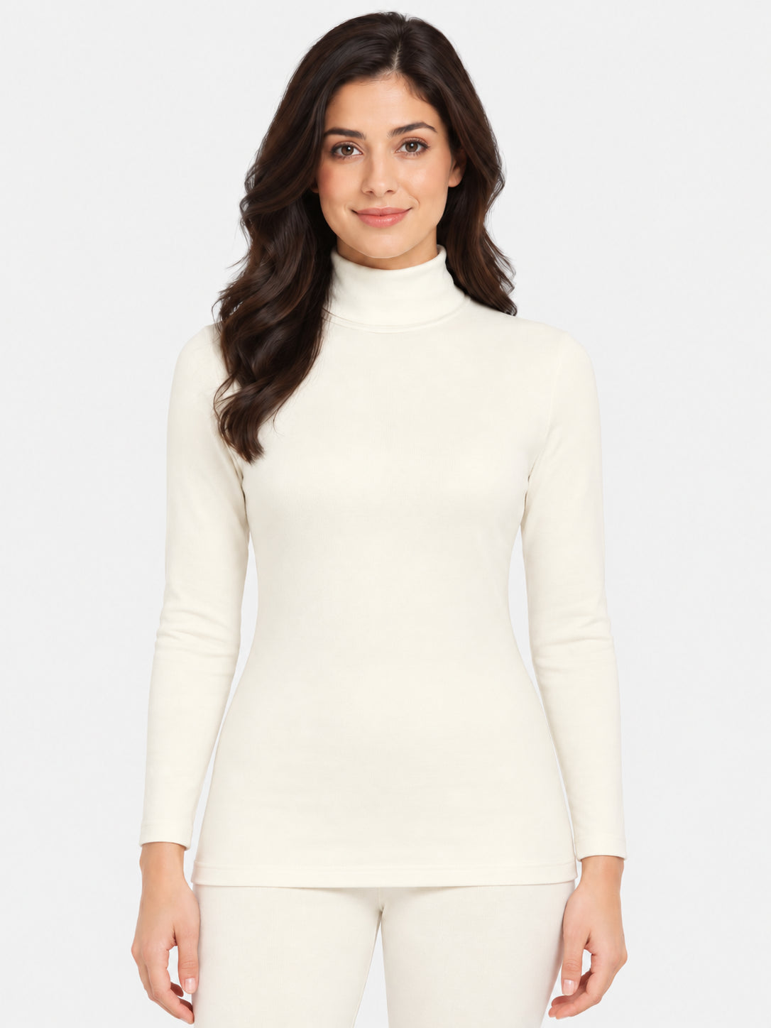 Women Full Sleeve Thermal Top with High Neck Design for Winter Wear, Warm Base Layer Comfort and Regular Use - Pack of 1