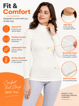 Women Full Sleeve Thermal Top with High Neck Design for Winter Wear, Warm Base Layer Comfort and Regular Use - Pack of 1