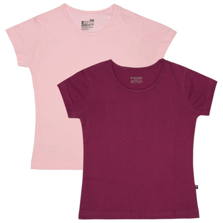 Bodycare Girls Cotton Round Neck Half Sleeves Tshirt Pack Of 2
