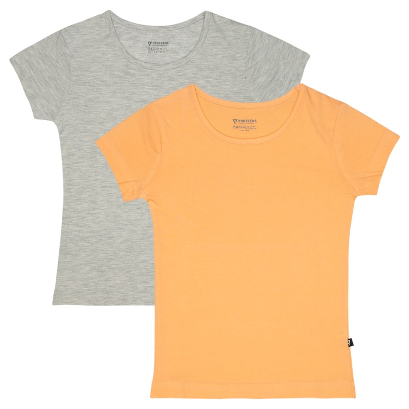 Bodycare Girls Cotton Round Neck Half Sleeves Tshirt Pack Of 2
