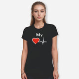 DYCA Women Tshirt Round Neck Half Sleeves - Black