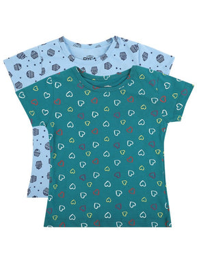 Girls 100% Cotton T-Shirt Round Neck Half Sleeves Pack of 2 - Bodycare