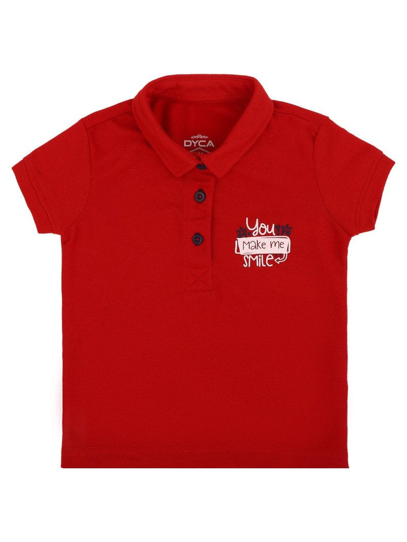 DYCA Girls Tshirt Collar Half Sleeves Solid