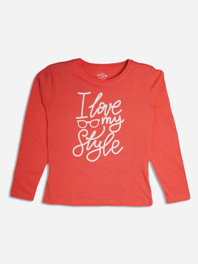 Girls 100% Cotton T-Shirt Round Neck Full Sleeves - Bodycare