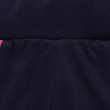 Close-up of navy blue kids innerwear waistband with soft fabric and slight pink accent