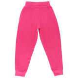 Bright pink kids thermal pants with elastic waistband and ankle cuffs, winter innerwear.