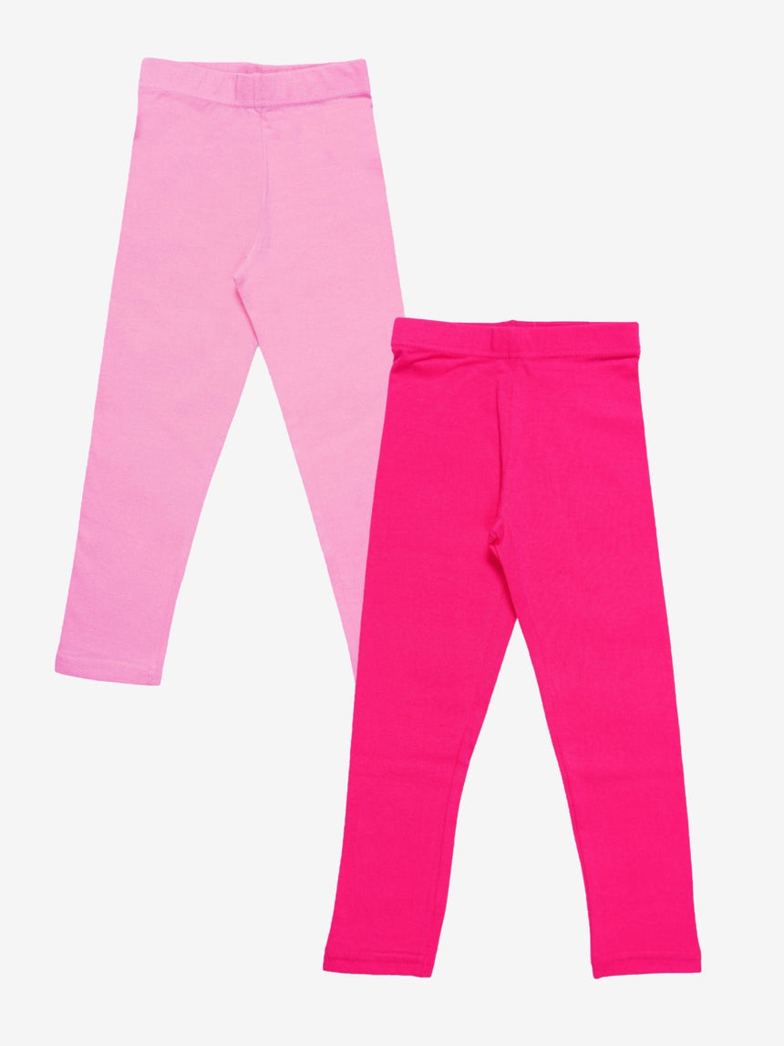 Dyca Girls Solid Leggings Pack Of 2 - Fuchsia  & Pink