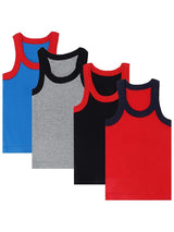 DYCA Boys Cotton Solid Vest Round Neck Sleeveless Pack Of 4