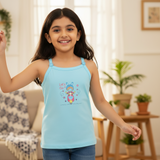 DYCA Girls Cotton Printed Vest Dori Neck Sleeveless Pack Of 4