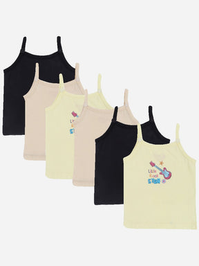 Girls Vest Dori Neck Sleeveless Pack of 6 - Bodycare